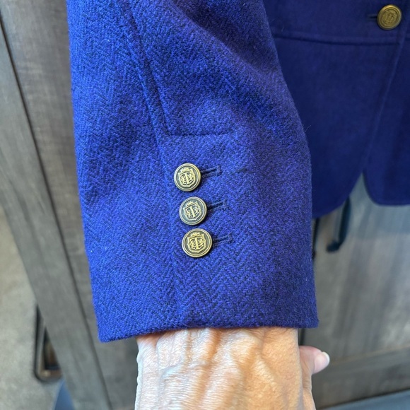 Talbots 16 Blazer Wool Blend Purple Herringbone Gold 2 buttons - Picture 7 of 11